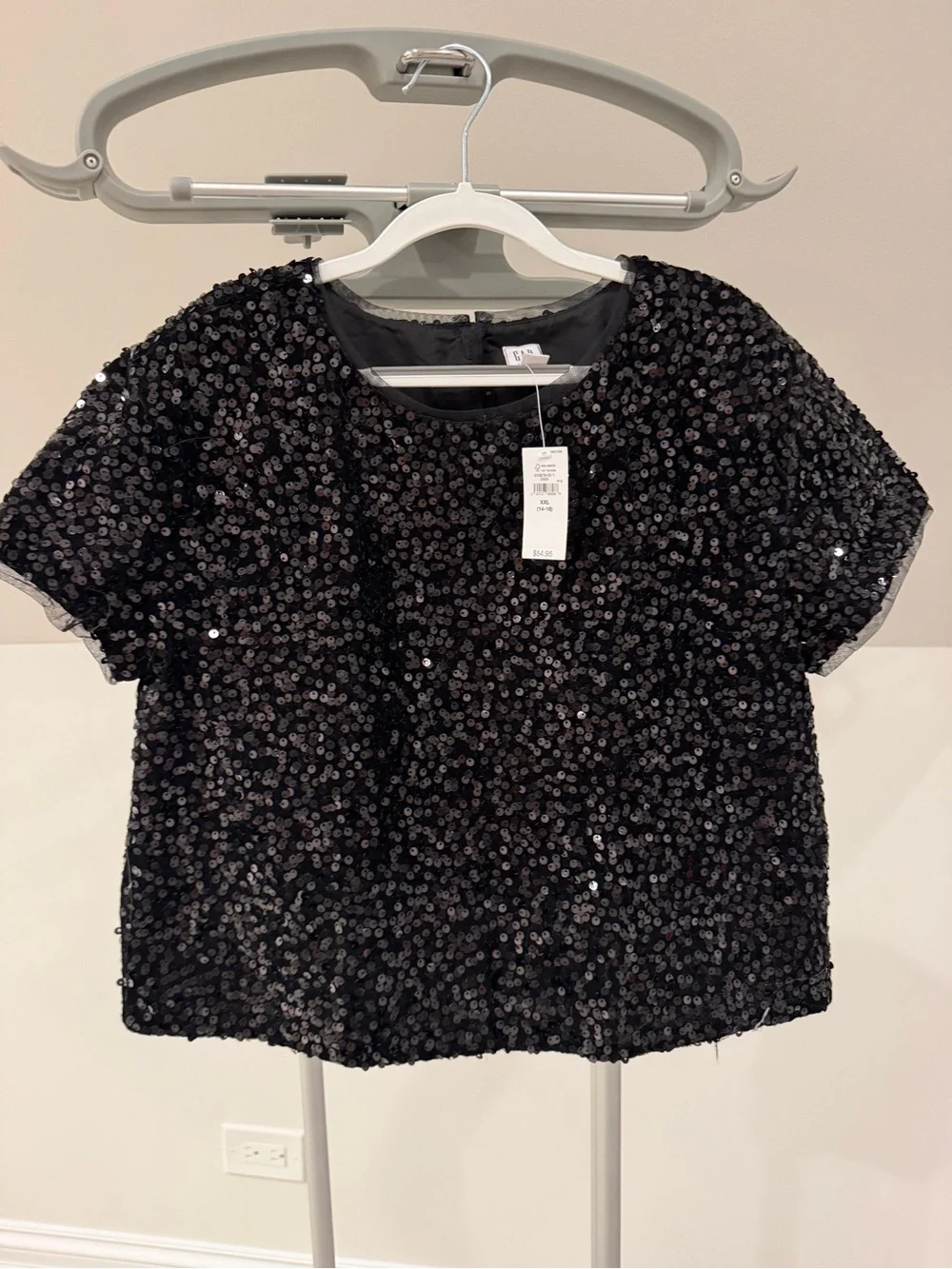 GAP Girls Black Sequin Short Sleeve Top